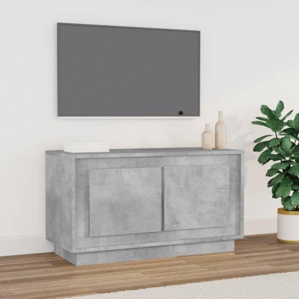 Meuble TV gris béton 80x35x45 cm bois d'ingénierie