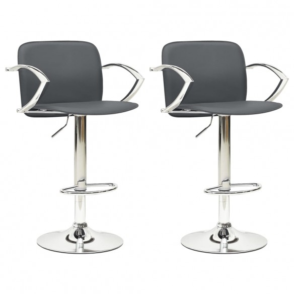 Tabourets de bar lot de 2 gris cuir artificiel