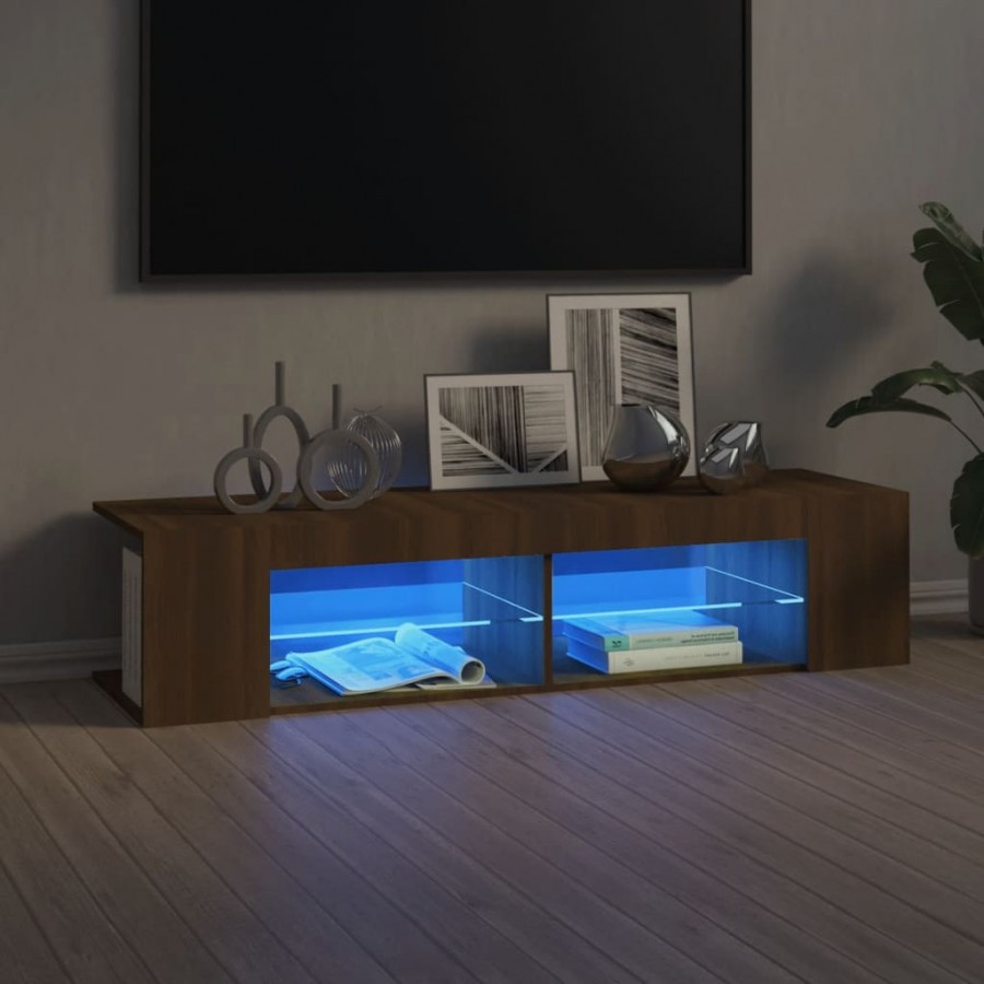 Meuble TV avec lumières LED chêne marron 135x39x30 cm