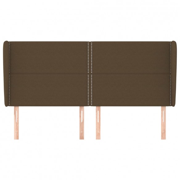 Tête de lit avec oreilles Marron foncé 183x23x118/128 cm Tissu