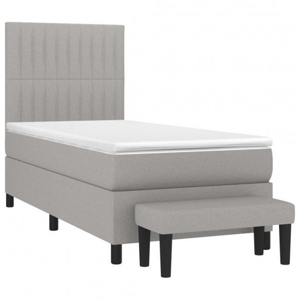 Sommier à lattes de lit avec matelas Gris clair 90x200 cm Tissu