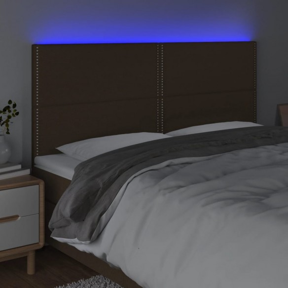 Tête de lit à LED Marron foncé 180x5x118/128 cm Tissu