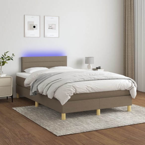 Sommier à lattes de lit avec matelas LED Taupe 120x200 cm Tissu