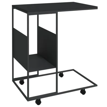 Table d'appoint avec roues Noir 55x36x63,5 cm  2