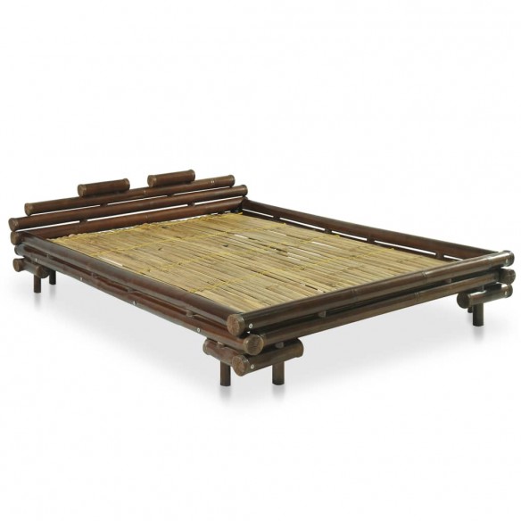 Cadre de lit Marron foncé Bambou 140 x 200 cm