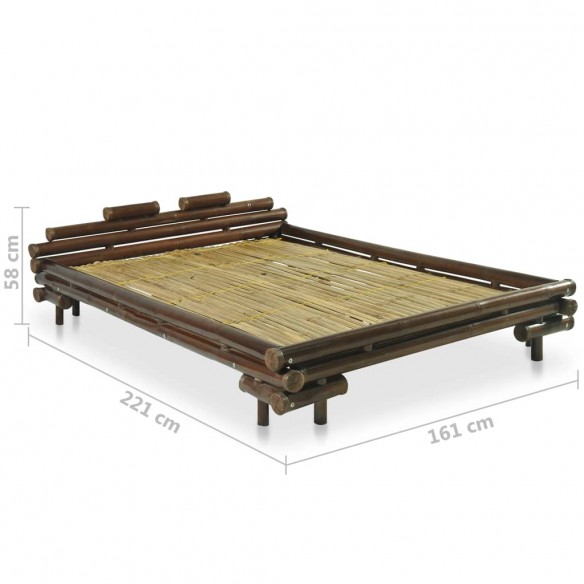 Cadre de lit Marron foncé Bambou 140 x 200 cm