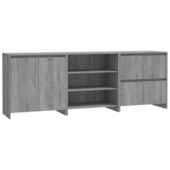 Buffets 3 pcs Sonoma gris Bois d'ingénierie