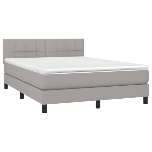 Sommier à lattes de lit avec matelas Gris clair 140x190cm Tissu