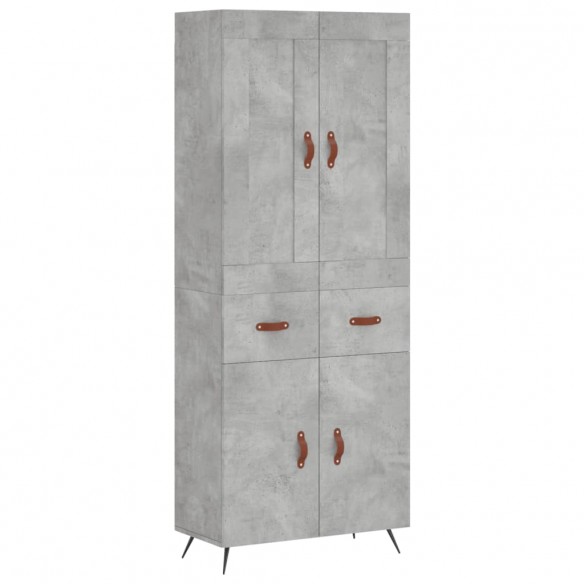 Buffet haut Gris béton 69,5x34x180 cm Bois d'ingénierie