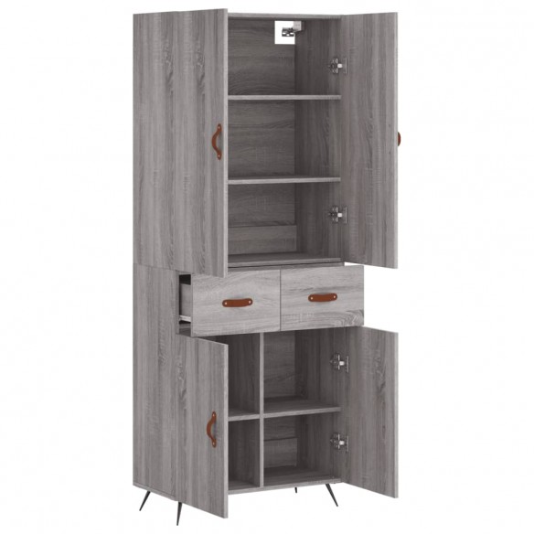 Buffet haut Sonoma gris 69,5x34x180 cm Bois d'ingénierie