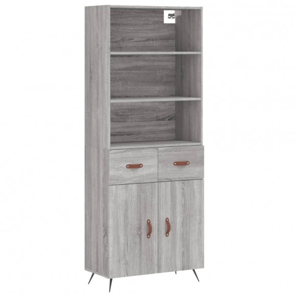 Buffet haut Sonoma gris 69,5x34x180 cm Bois d'ingénierie