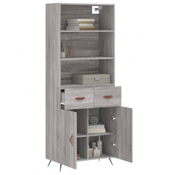 Buffet haut Sonoma gris 69,5x34x180 cm Bois d'ingénierie