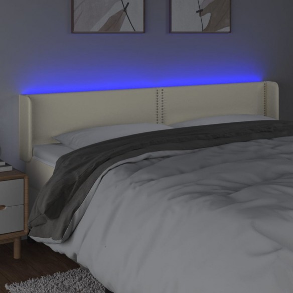 Tête de lit à LED Crème 183x16x78/88 cm Similicuir