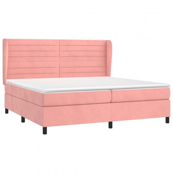 Cadre de lit avec matelas Rose 200x200 cm Velours