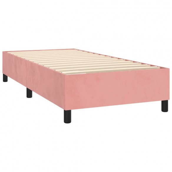 Cadre de lit avec matelas LED Rose 100x200cm Velours