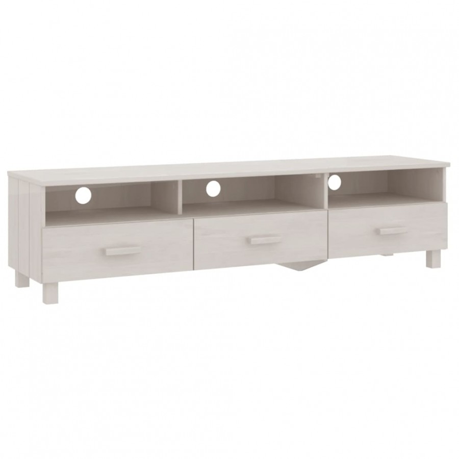 Meuble TV HAMAR Blanc 158x40x40 cm Bois massif de pin Meuble TV HAMAR Blanc 158x40x40 cm Bois massif de pin