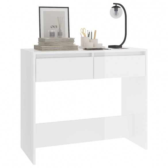 Table console Blanc brillant 89x41x76,5 cm Acier