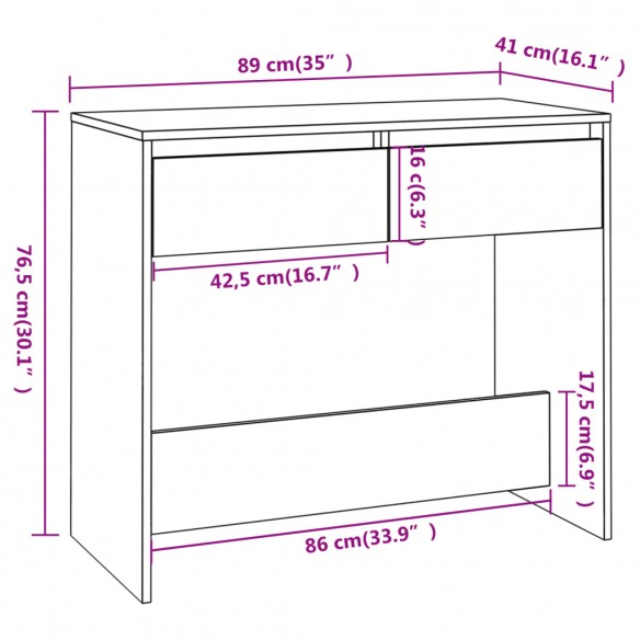 Table console Blanc brillant 89x41x76,5 cm Acier