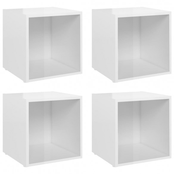 Meubles TV 4 pcs Blanc brillant 37x35x37 cm Aggloméré