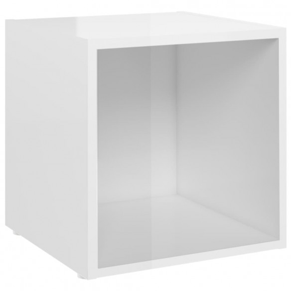 Meubles TV 4 pcs Blanc brillant 37x35x37 cm Aggloméré