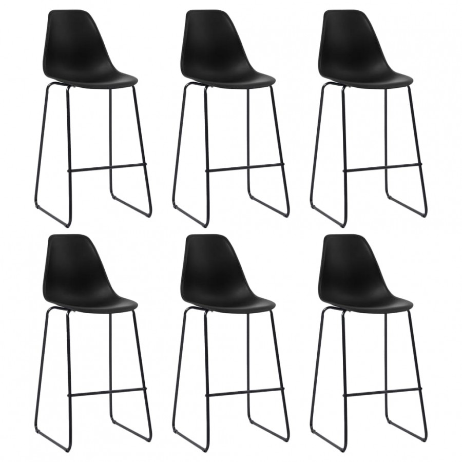 Chaises de bar lot de 6 noir plastique