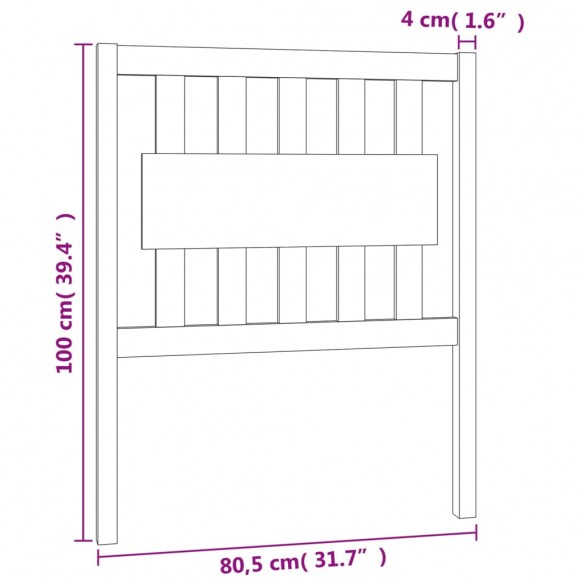 Tête de lit Marron miel 80,5x4x100 cm Bois massif de pin