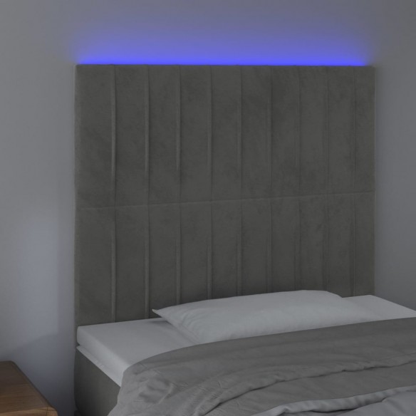 Tête de lit à LED Gris clair 80x5x118/128 cm Velours
