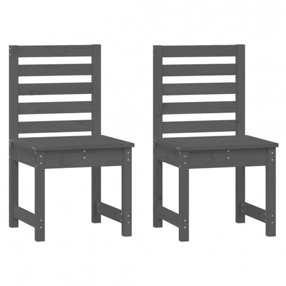 Chaises de jardin 2 pcs gris 40,5x48x91,5 cm bois massif de pin