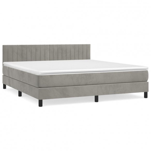 Cadre de lit et matelas Gris clair 160x200cm Velours