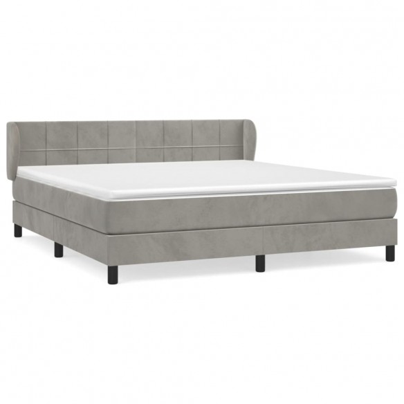 Cadre de lit et matelas Gris clair 160x200cm Velours