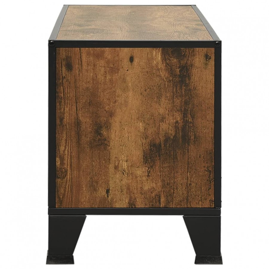 Meuble TV Marron rustique 105x36x47 cm Métal et MDF Meuble TV Marron rustique 105x36x47 cm Métal et MDF