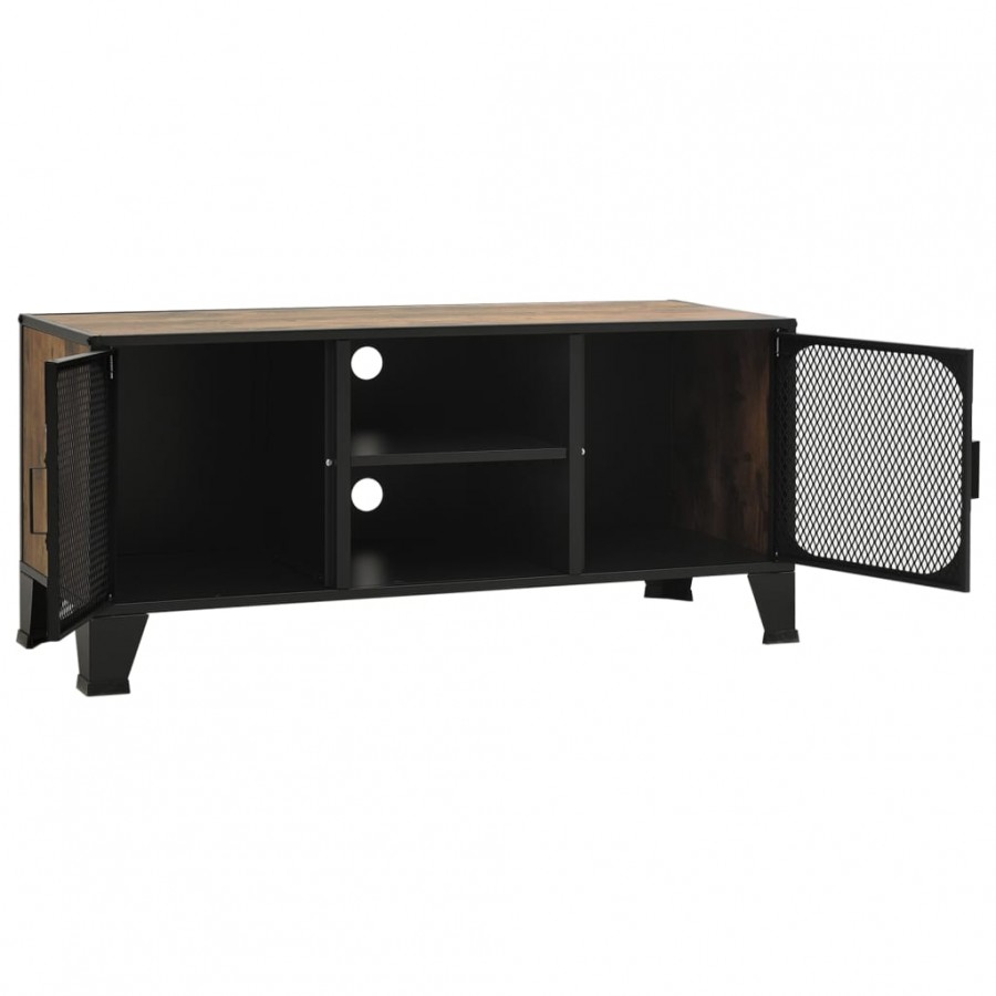 Meuble TV Marron rustique 105x36x47 cm Métal et MDF Meuble TV Marron rustique 105x36x47 cm Métal et MDF