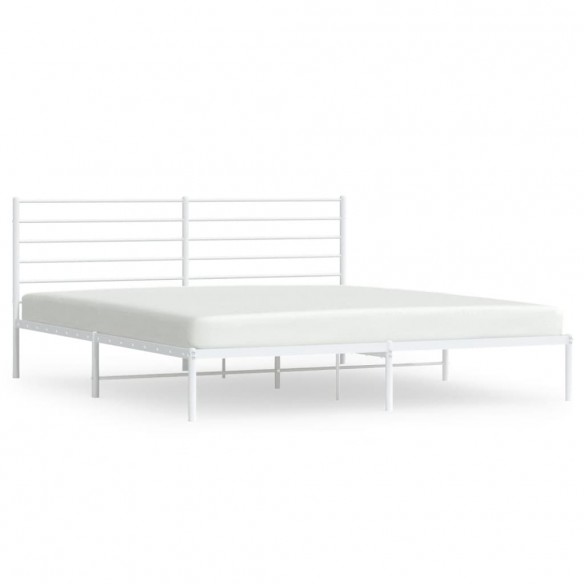 Cadre de lit métal avec tête de lit blanc 180x200 cm