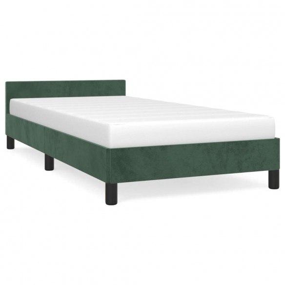 Cadre de lit avec tête de lit Vert foncé 100x200 cm Velours