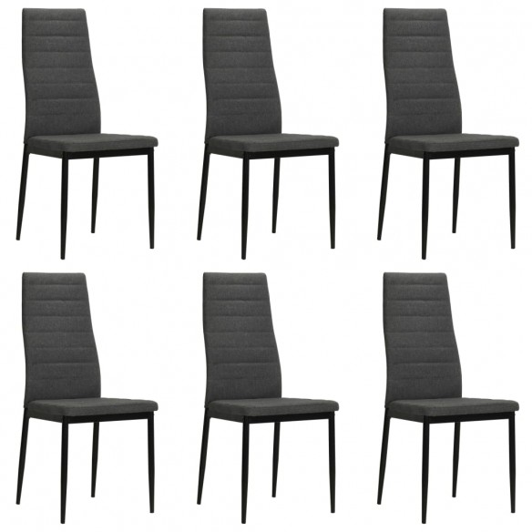 Chaises à manger lot de 6 gris foncé tissu