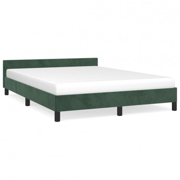 Cadre de lit avec tête de lit Vert foncé 140x190 cm Velours