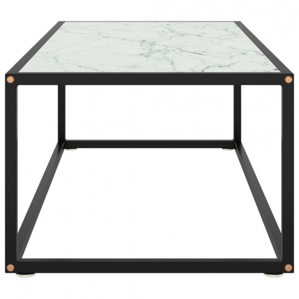 Table basse Noir avec verre marbre blanc 100x50x35 cm