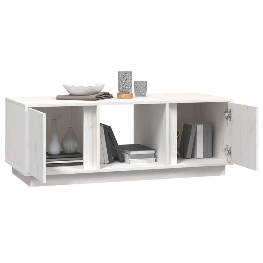 Table basse Blanc 110x50x40 cm Bois massif de pin Table basse Blanc 110x50x40 cm Bois massif de pin