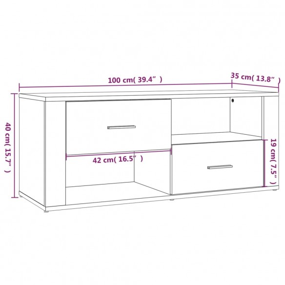 Meuble TV Sonoma gris 100x35x40 cm Bois d'ingénierie