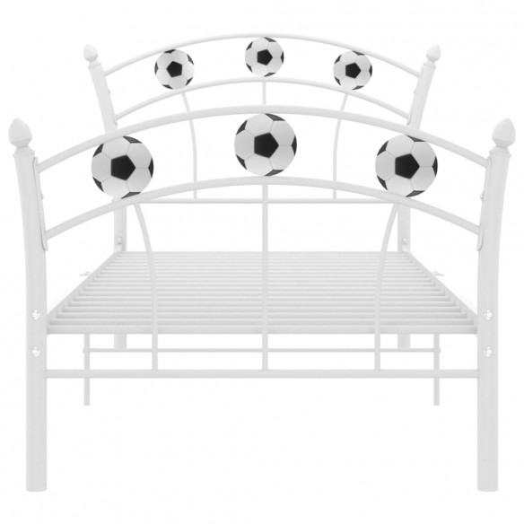 Cadre de lit avec design de football Blanc Métal 90x200 cm