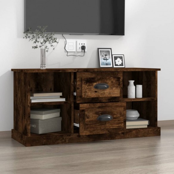 Meuble TV chêne fumé 99,5x35,5x48 cm bois d'ingénierie