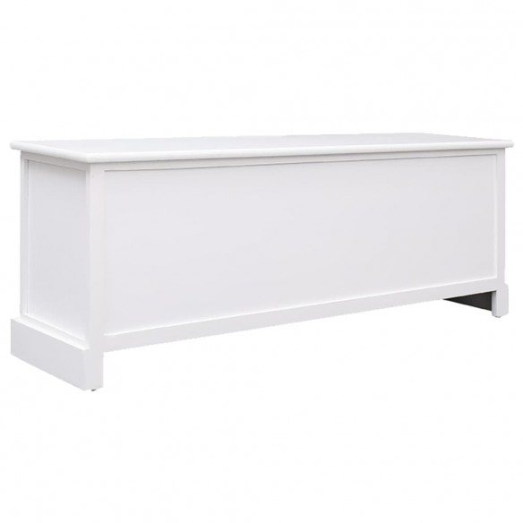 Meuble TV Blanc 108x30x40 cm Bois de Paulownia solide