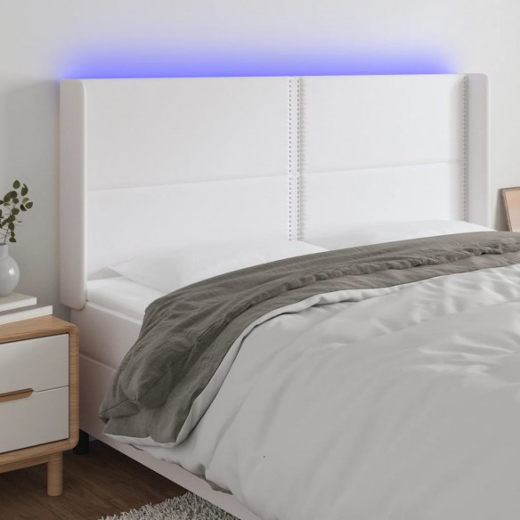 Tête de lit à LED Blanc 163x16x118/128 cm Similicuir