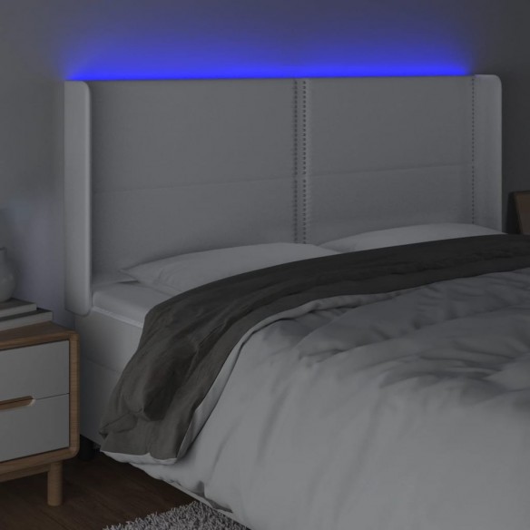 Tête de lit à LED Blanc 163x16x118/128 cm Similicuir