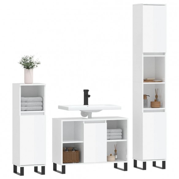 Ensemble de meubles de salle de bain 3 pcs blanc brillant