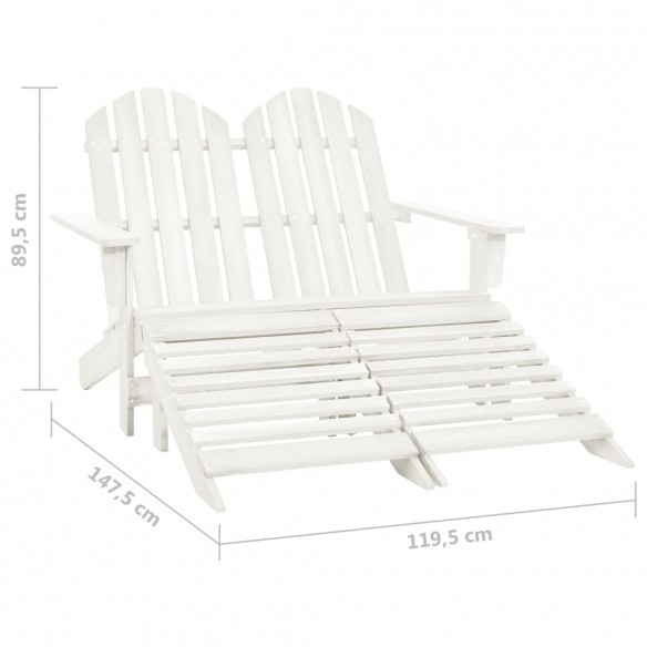 Chaise de jardin Adirondack 2 places et repose-pied Sapin Blanc