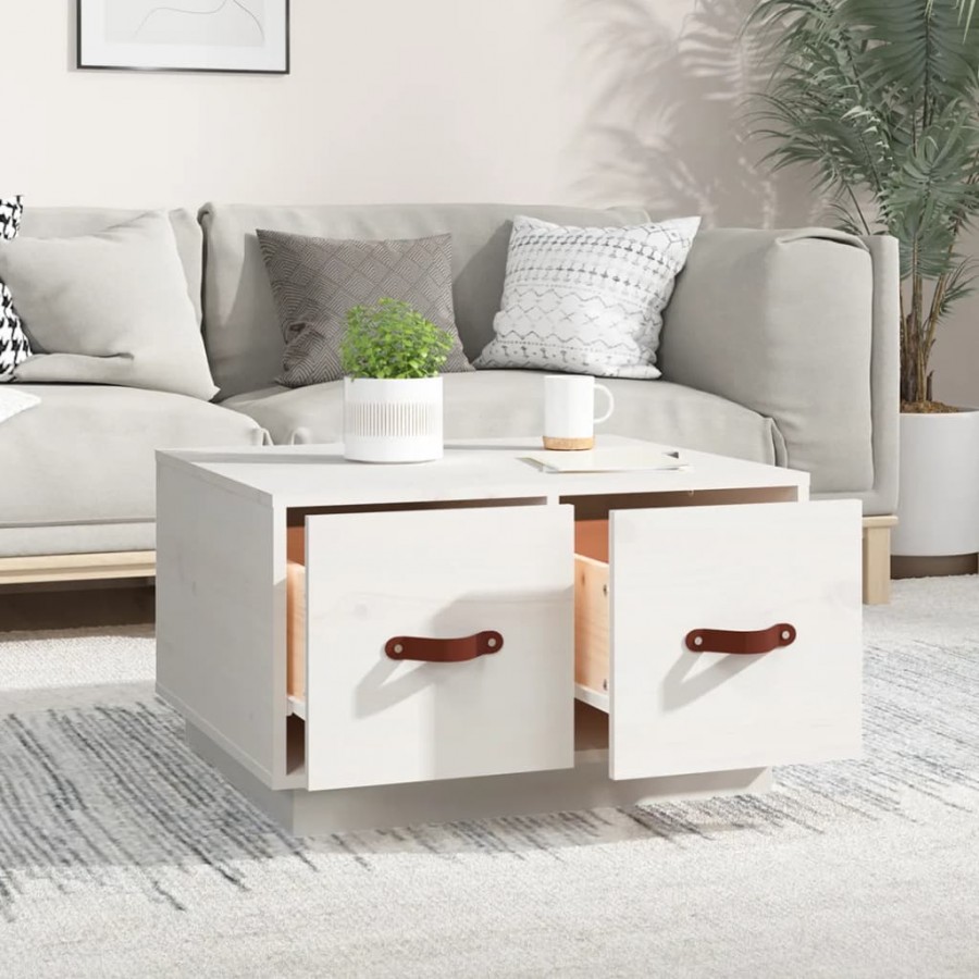 Table basse Blanc 60x53x35 cm Bois massif de pin Table basse Blanc 60x53x35 cm Bois massif de pin