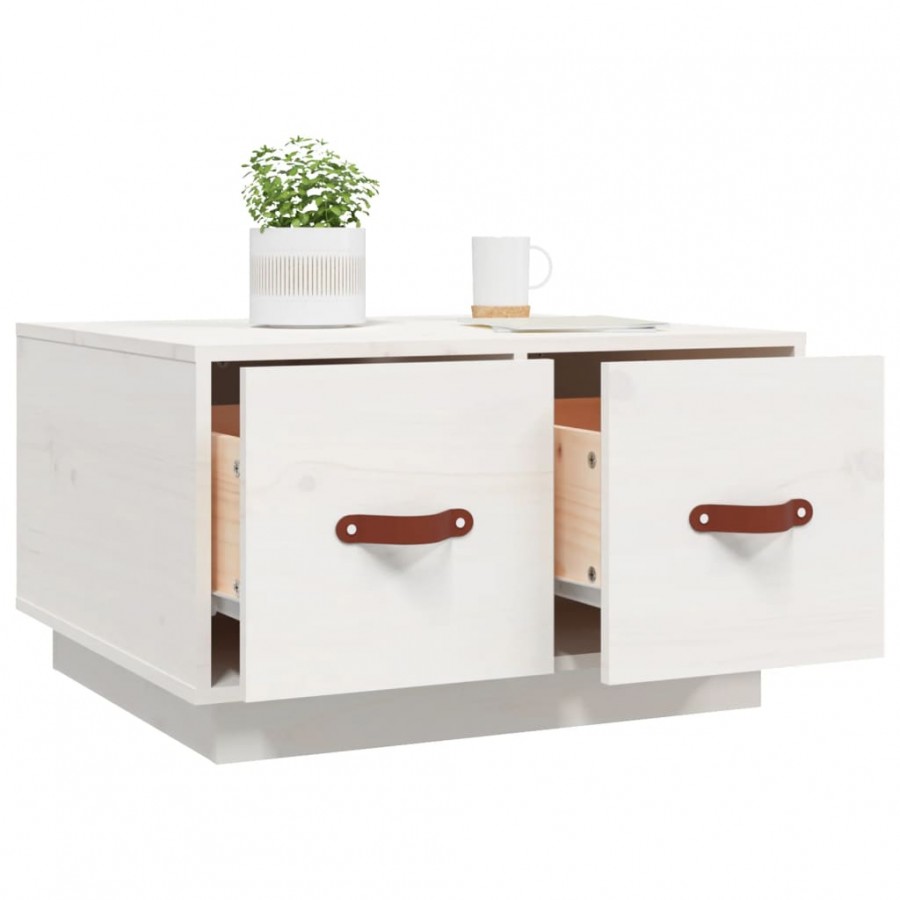 Table basse Blanc 60x53x35 cm Bois massif de pin Table basse Blanc 60x53x35 cm Bois massif de pin