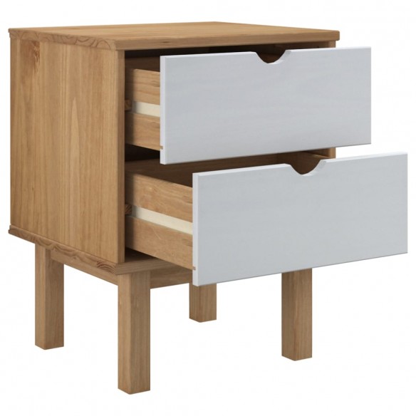 Table de chevet OTTA marron et blanc 45x39x57cm bois pin massif