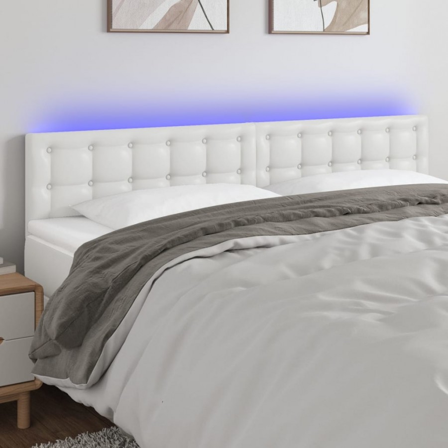 Tête de lit à LED Blanc 200x5x78/88 cm Similicuir